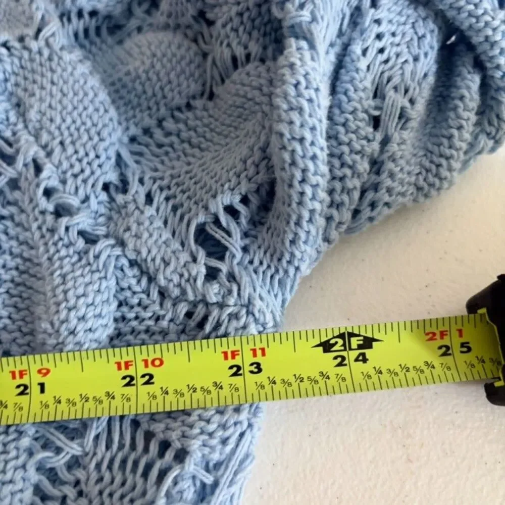 Soft Surroundings Sweater Women's 1X Blue Chinky Knit Long Sleeve Pullover Open - Picture 8 of 8